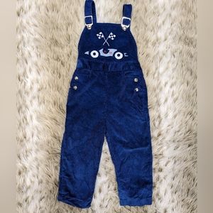 Vintage Blue Corduroy Race Car Overalls size 2T